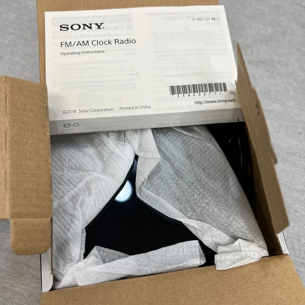 Sony ICF-C1 FM/AM Clock Radio Black Alarm, Battery Backup, Compact NIB